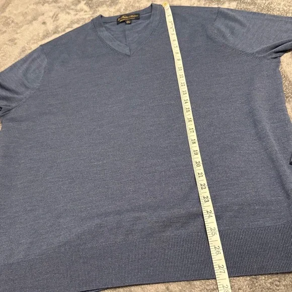 Brooks‎ Brothers Mens V Neck Sweater Merino Wool Blue Size L Long Sleeve - Picture 6 of 7
